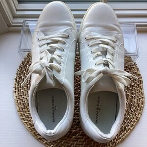 Banana Republic Men's Vegan Faux Leather Sneakers Shoes White - size 11